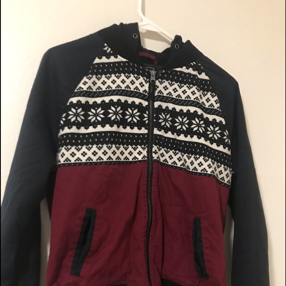 Cute black and maroon winter jacket